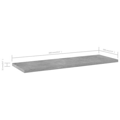 vidaXL Přídavné police 4 ks betonově šedé 60 x 20 x 1,5 cm dřevotříska