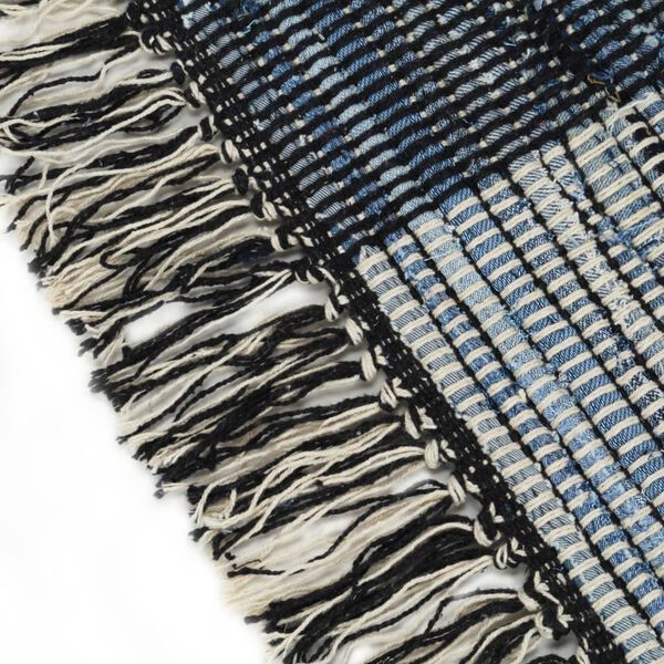 vidaXL Ručně tkaný koberec Chindi riflovina 120 x 170 cm modrý