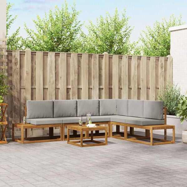 vidaXL Venkovn&iacute; pohovkov&aacute; souprava 7 Kus Př&iacute;rodn&iacute; a světle &scaron;ed&aacute;