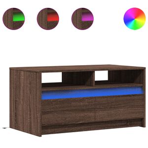 vidaXL Konferenčn&iacute; stolek s LED světly hněd&yacute; dub kompozitn&iacute; dřevo