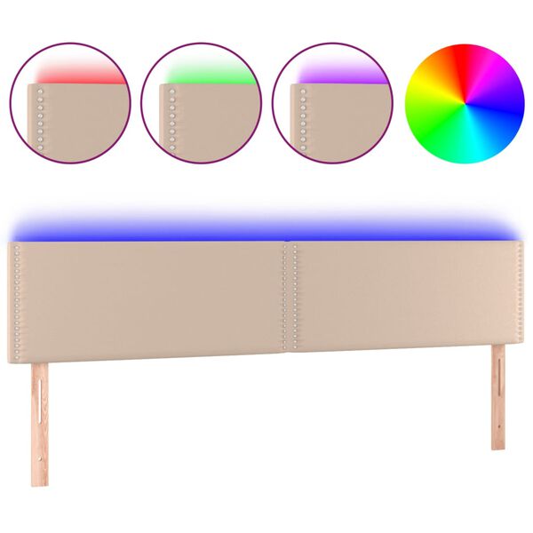 vidaXL Čelo postele s LED cappuccino 160x5x78/88 cm uměl&aacute; kůže