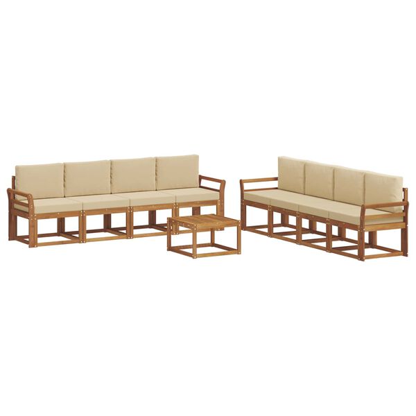 vidaXL Venkovn&iacute; pohovkov&aacute; souprava 9 pcs Přirozen&aacute; a B&eacute;žov&aacute;