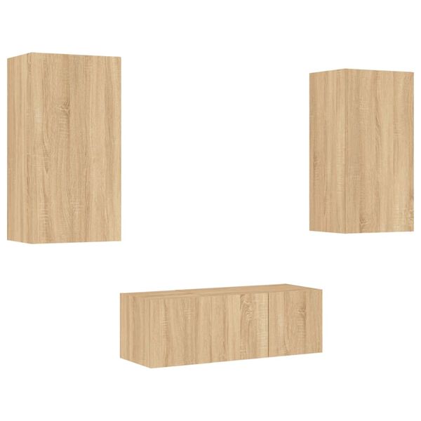 vidaXL 4d&iacute;ln&aacute; ob&yacute;vac&iacute; stěna s LED dub sonoma kompozitn&iacute; dřevo