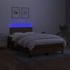 vidaXL Box spring postel s matrac&iacute; a LED tmavě hněd&aacute; 120x190 cm textil