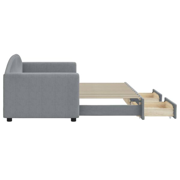 vidaXL Válenda s přistýlkou a zásuvkami světle šedá 80 x 200 cm textil