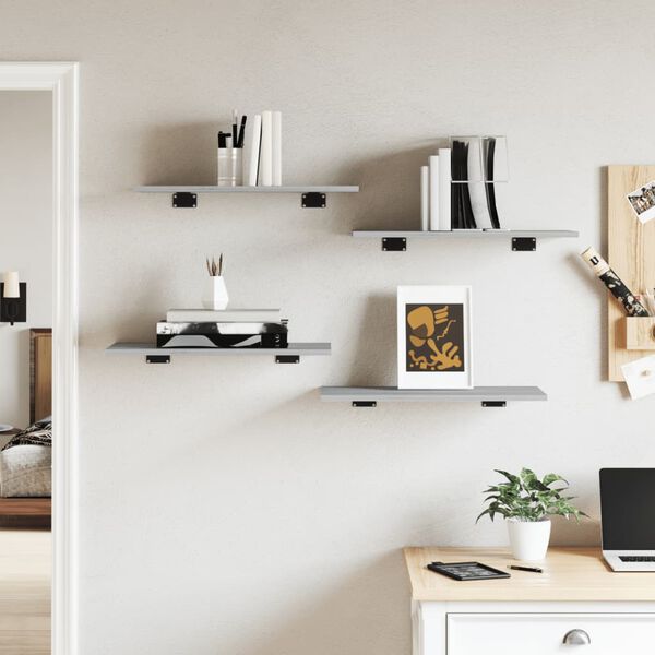 vidaXL N&aacute;stěnn&eacute; police 4 ks &scaron;ed&eacute; sonoma 60x30x1,5 cm kompozitn&iacute; dřevo