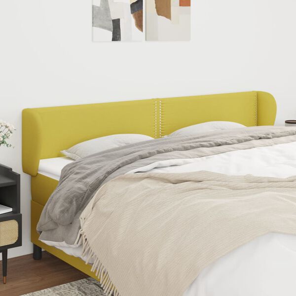 vidaXL Čelo postele typu u&scaron;&aacute;k zelen&eacute; 183x23x78/88 cm textil