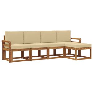 vidaXL Venkovn&iacute; pohovkov&aacute; souprava 5 pcs Přirozen&aacute; a B&eacute;žov&aacute;