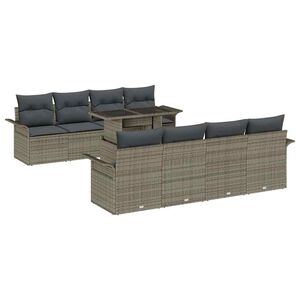 vidaXL Sada zahradn&iacute;ch pohovek s pol&scaron;t&aacute;řem 9 pcs &Scaron;ed&aacute; Poly Ratan