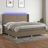 vidaXL Box spring postel s matrac&iacute; a LED taupe 200x200 cm textil