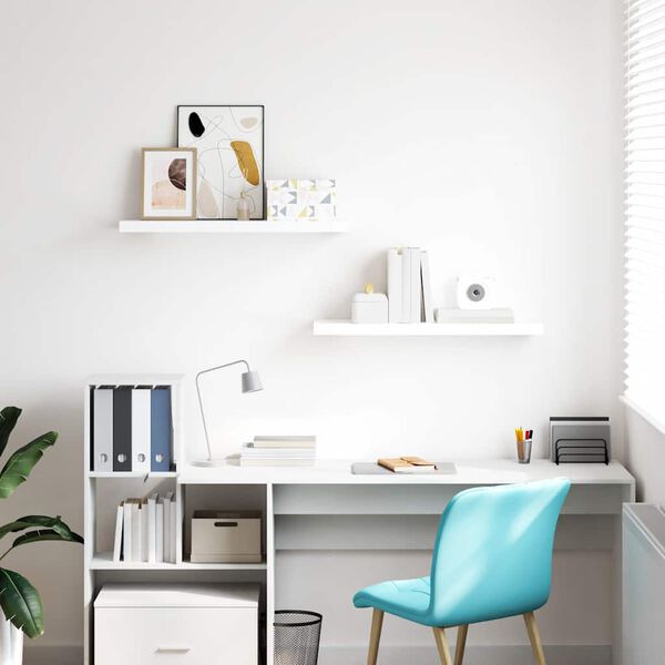 vidaXL Plovouc&iacute; n&aacute;stěnn&eacute; police 2 ks leskl&eacute; b&iacute;l&eacute; 80x23,5x3,8 cm MDF