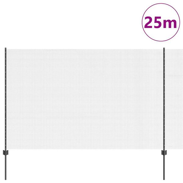 vidaXL Plot s sloupkem Šedá 1,5 x 25 m Ocel