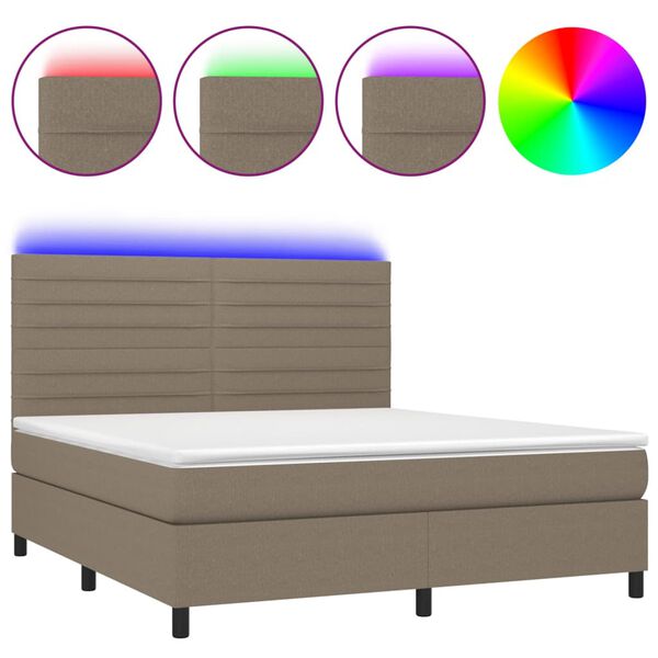 vidaXL Box spring postel s matrac&iacute; a LED taupe 160x200 cm textil