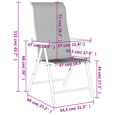 vidaXL Skládací zahradní židle 2 ks hnědé polyratan