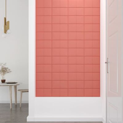 vidaXL Nástěnné panely 12 ks růžové 30 x 15 cm samet 0,54 m²