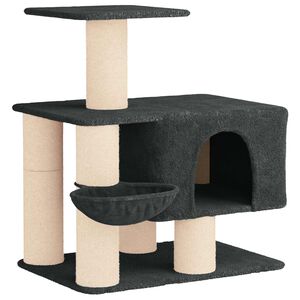 vidaXL Kočič&iacute; strom se &scaron;krabac&iacute;mi sloupky sisal Tmavě &scaron;ed&aacute; 96 cm