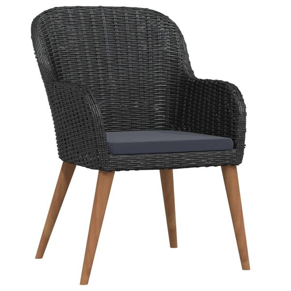 vidaXL 5d&iacute;ln&yacute; zahradn&iacute; j&iacute;deln&iacute; set s podu&scaron;kami čern&yacute;