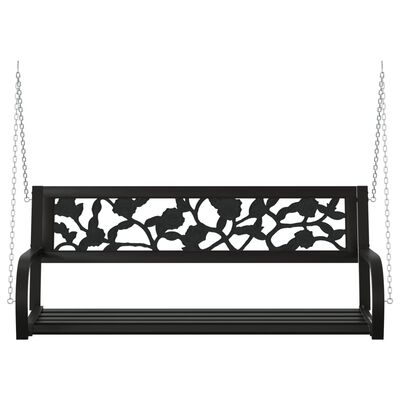 vidaXL Zahradní houpací lavice 125 cm ocel a plast černá