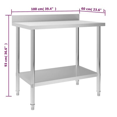 vidaXL Kuchyňský pracovní stůl přístěnný 100x60x93 cm nerezová ocel