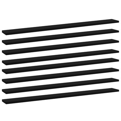 vidaXL Přídavné police 8 ks černé 100 x 10 x 1,5 cm dřevotříska