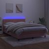 vidaXL Box spring postel s matrac&iacute; a LED růžov&aacute; 140x200 cm samet