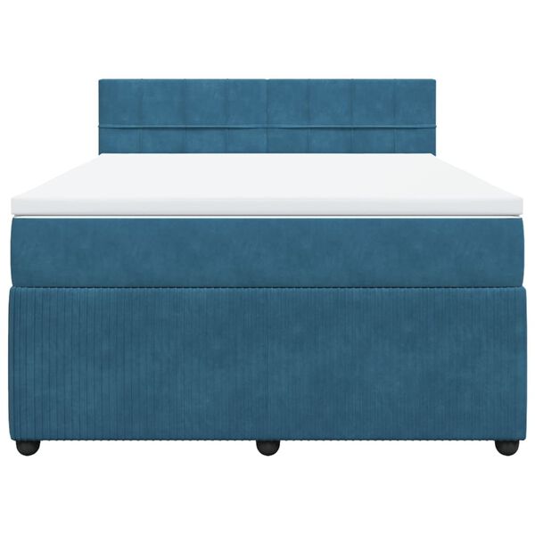vidaXL Box spring postel s matrac&iacute; modr&aacute; 140 x 190 cm samet