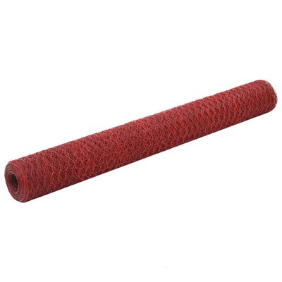 vidaXL Pletivo ke kurníku ocel PVC vrstva 25 x 1,2 m červené