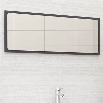 vidaXL Koupelnové zrcadlo šedé vysoký lesk 100x1,5x37 cm dřevotříska