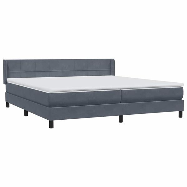 vidaXL Box spring postel s matrac&iacute; tmavě &scaron;ed&aacute; 180x210 cm samet