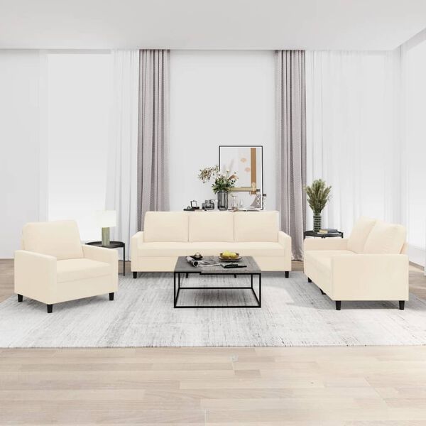 vidaXL 3d&iacute;ln&aacute; sedac&iacute; souprava s podu&scaron;kami kr&eacute;mov&aacute; samet