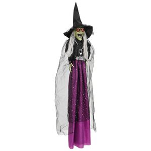 vidaXL Halloweensk&aacute; z&aacute;věsn&aacute; čarodějnice SPOOKA Fialov&aacute; 30 x 133 cm
