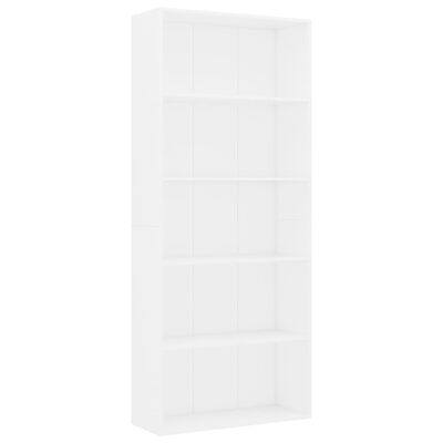 vidaXL 5patrová knihovna bílá 80 x 30 x 189 cm dřevotříska