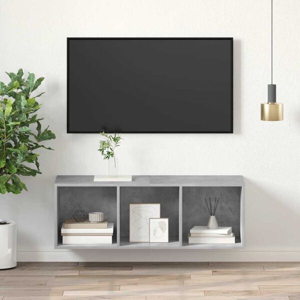 vidaXL N&aacute;stěnn&aacute; TV skř&iacute;ňka betonově &scaron;ed&aacute; 37 x 37 x 107 cm dřevotř&iacute;ska