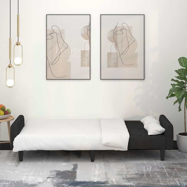 vidaXL 2místná rozkládací pohovka černá samet