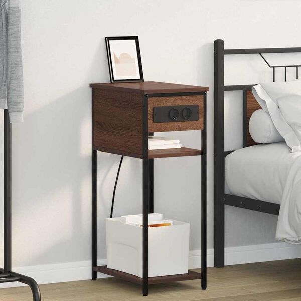 vidaXL Nočn&iacute; skř&iacute;ňka Hněd&yacute; dub 41 x 28 x 76 cm kompozitn&iacute; dřevo