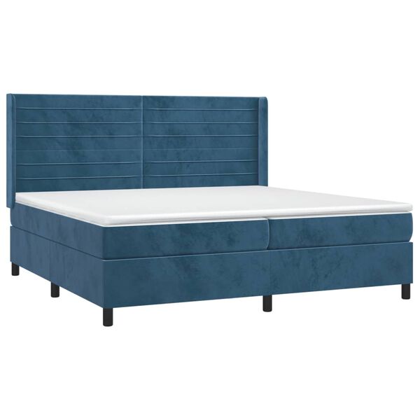 vidaXL Box spring postel s matrac&iacute; tmavě modr&aacute; 200x200 cm samet