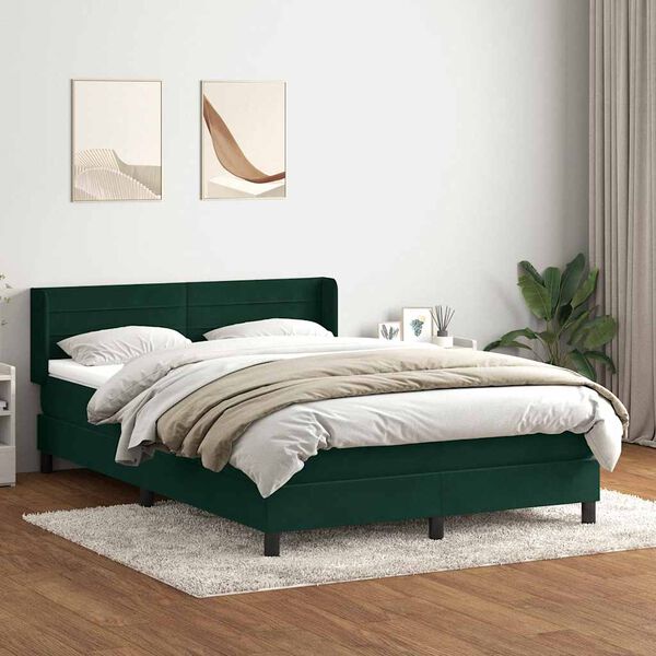 vidaXL Box spring postel s matrac&iacute; tmavě zelen&aacute; 160x210 cm samet