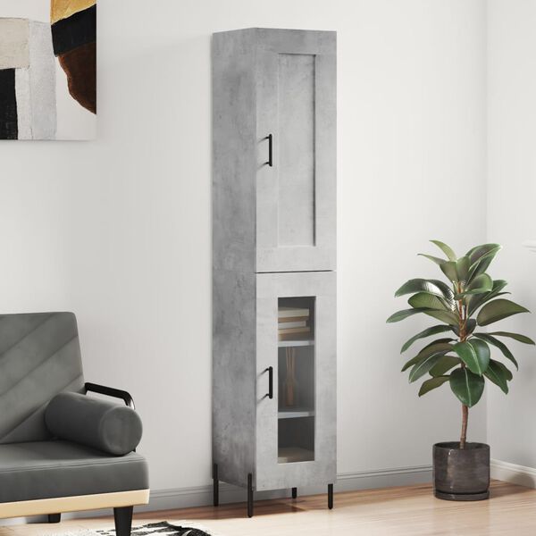 vidaXL Skř&iacute;ň highboard betonově &scaron;ed&aacute; 34,5x34x180 cm kompozitn&iacute; dřevo