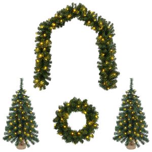 vidaXL Sada mini v&aacute;nočn&iacute;ch stromků 60 cm 125 LED Tepl&aacute; b&iacute;l&aacute; PVC Zelen&aacute;