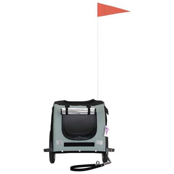 vidaXL Vozík za kolo pro psa šedý a černý oxfordská tkanina a železo