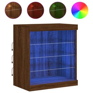 vidaXL Př&iacute;born&iacute;k s LED osvětlen&iacute;m hněd&yacute; dub 60,5 x 37 x 67 cm