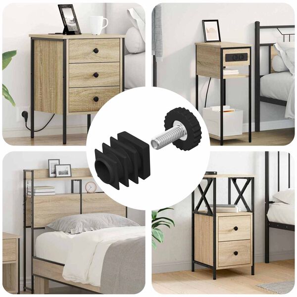 vidaXL Nivelačn&iacute; podložky na n&aacute;bytek Nastaviteln&aacute; 12 pcs Čern&aacute; M6 PP