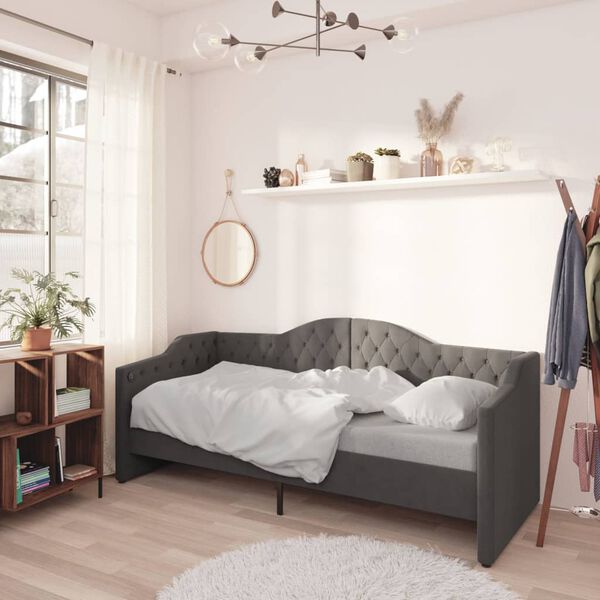 vidaXL V&aacute;lenda s matrac&iacute; a USB tmavě &scaron;ed&aacute; textil 90 x 200 cm