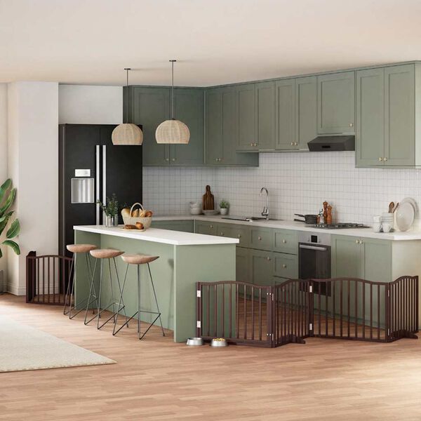 vidaXL Z&aacute;brana pro psy s dv&iacute;řky skl&aacute;dac&iacute; 8 panelů hněd&aacute; 640 cm topol