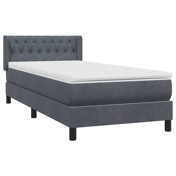vidaXL Box spring postel s matrac&iacute; tmavě &scaron;ed&aacute; 90x220 cm samet
