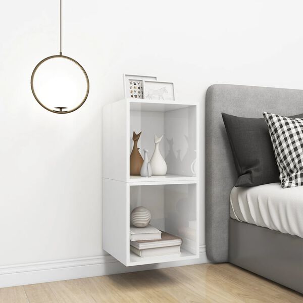 vidaXL N&aacute;stěnn&eacute; skř&iacute;ňky 2 ks b&iacute;l&eacute; vysok&yacute; lesk 37x37x37 cm dřevotř&iacute;ska