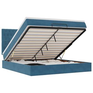 vidaXL Osmansk&yacute; r&aacute;m postele s matrac&iacute;es tmavě modr&aacute; 160x200cm samet