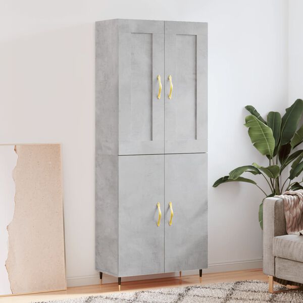 vidaXL Skř&iacute;ň highboard betonově &scaron;ed&aacute; 69,5x34x180 cm kompozitn&iacute; dřevo