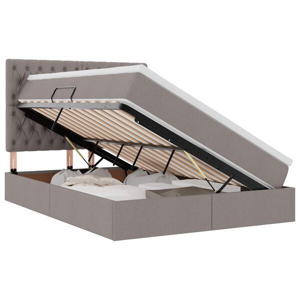 vidaXL Postel s &uacute;ložn&yacute;m prostorem a matrac&iacute; s čelo Taupe 140 x 200 cm