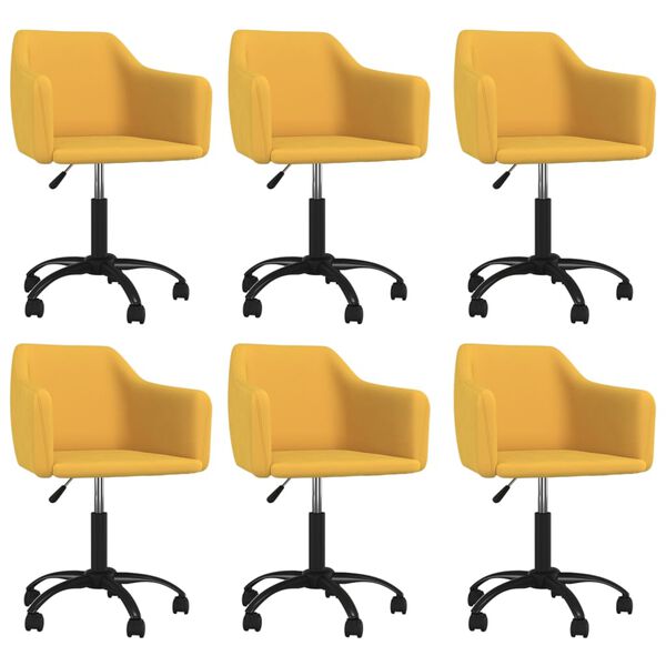 vidaXL Otočn&eacute; j&iacute;deln&iacute; židle 6 ks žlut&eacute; samet